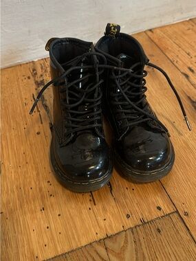 Dr. Martens Black Patent Lace-Up Ankle Boots
